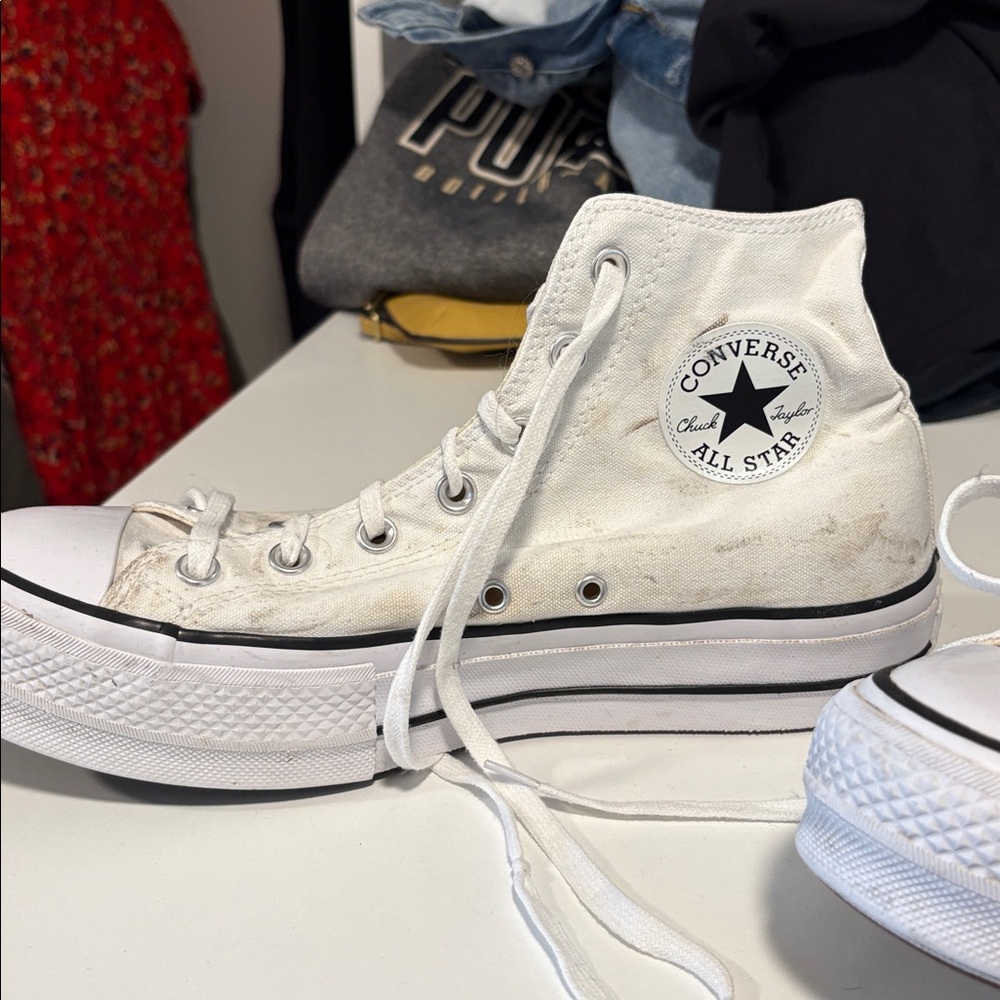 Classic White Converse High-Top Sneakers